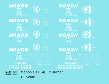 Monon (CIL) 40 Ft Boxcar White Underline Round Herald