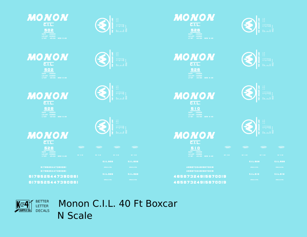 Monon (CIL) 40 Ft Boxcar White Underline Round Herald