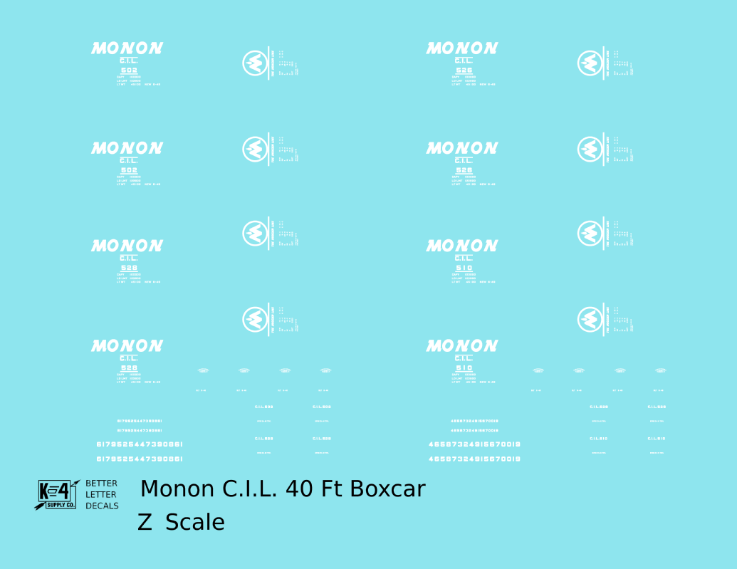 Monon (CIL) 40 Ft Boxcar White Underline Round Herald