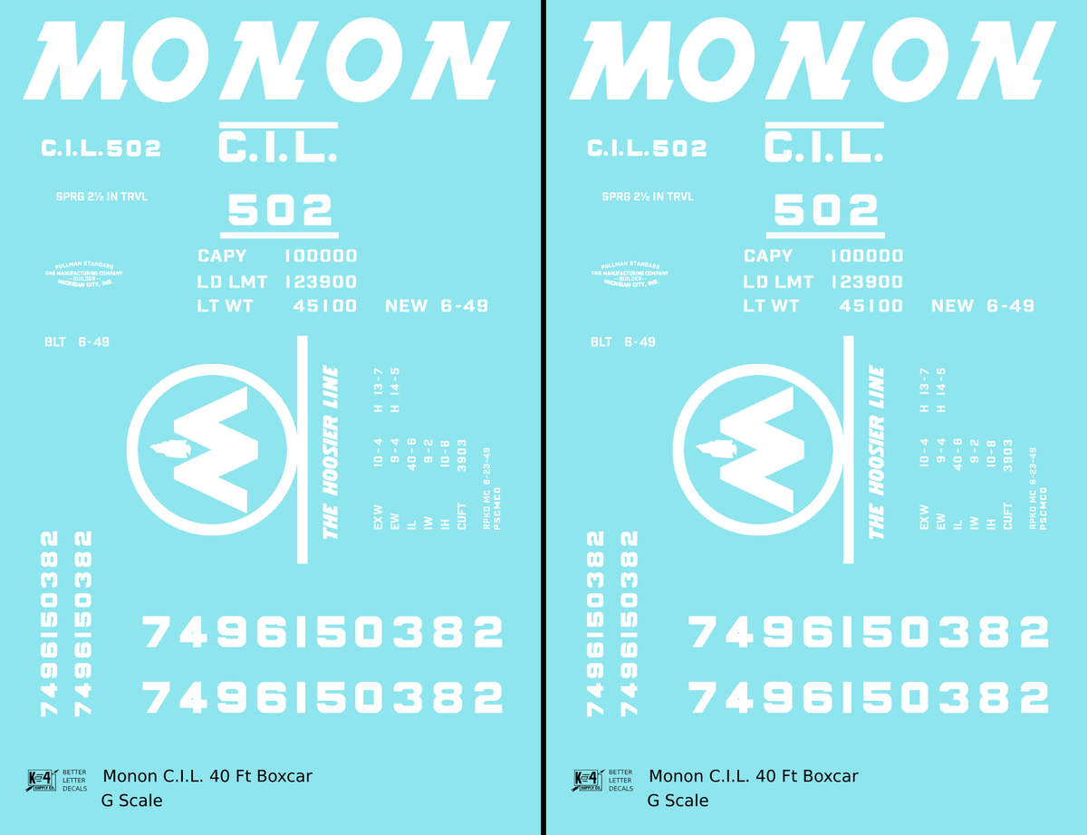 Monon (CIL) 40 Ft Boxcar White Underline Round Herald
