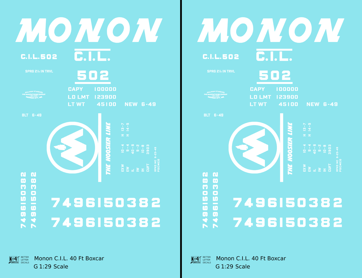 Monon (CIL) 40 Ft Boxcar White Underline Round Herald