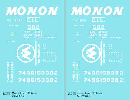 Monon (CIL) 40 Ft Boxcar White Underline Round Herald