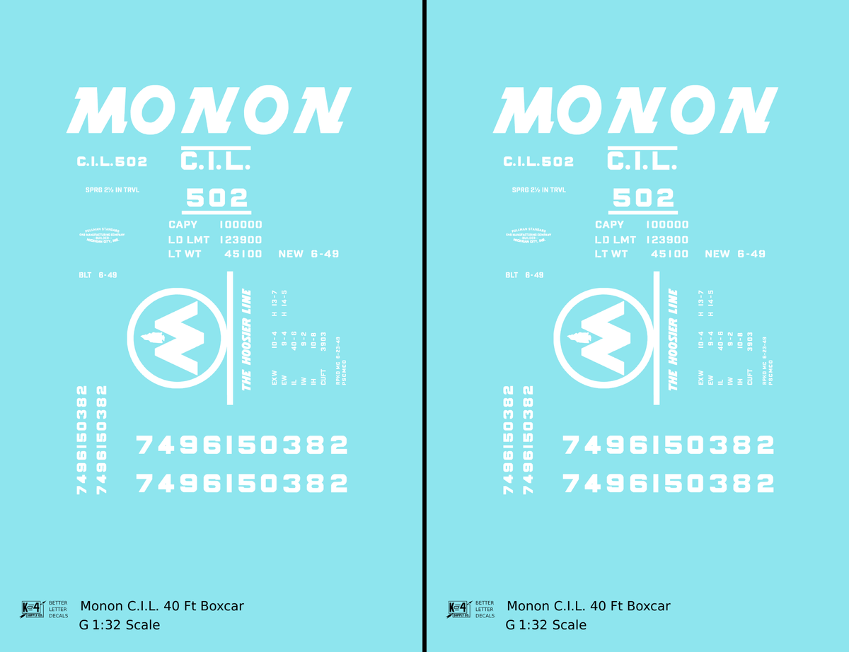 Monon (CIL) 40 Ft Boxcar White Underline Round Herald