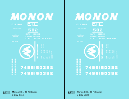 Monon (CIL) 40 Ft Boxcar White Underline Round Herald