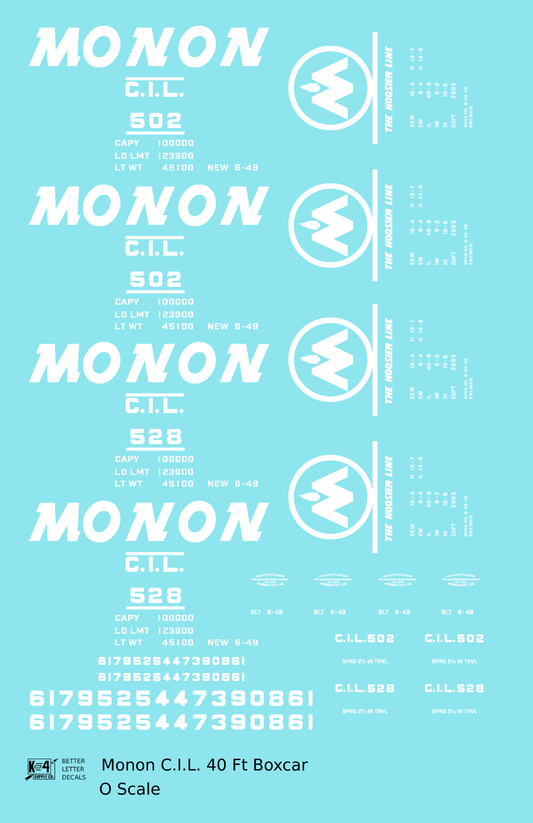 Monon (CIL) 40 Ft Boxcar White Underline Round Herald