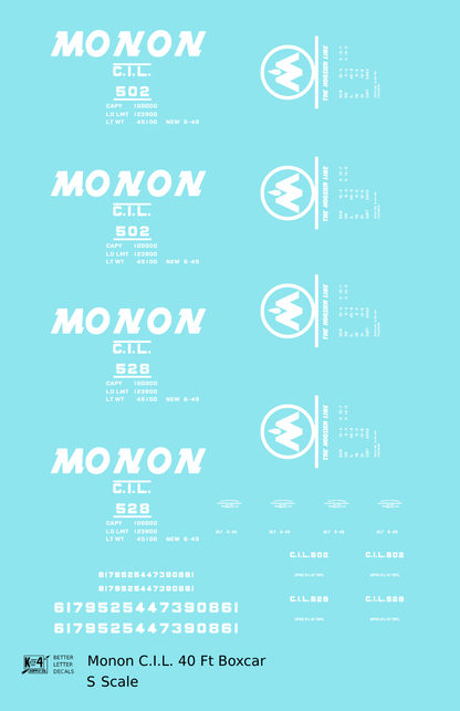 Monon (CIL) 40 Ft Boxcar White Underline Round Herald
