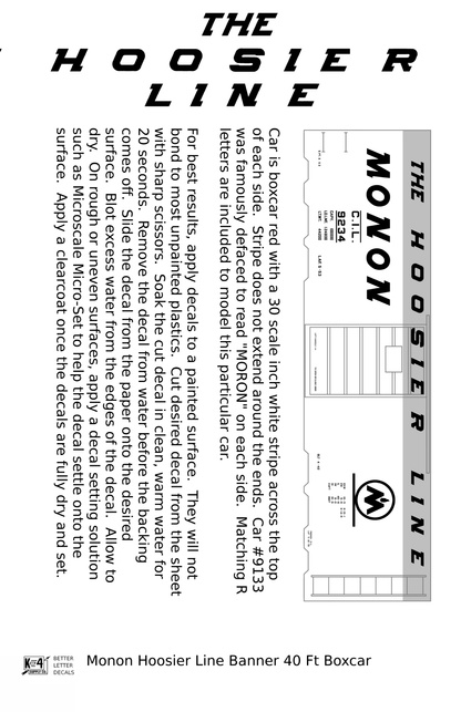 Monon (CIL) 40 Ft Boxcar White Banner Scheme