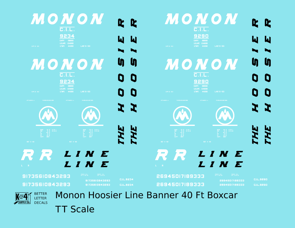 Monon (CIL) 40 Ft Boxcar White Banner Scheme