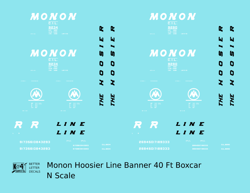 Monon (CIL) 40 Ft Boxcar White Banner Scheme
