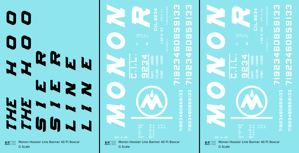 Monon (CIL) 40 Ft Boxcar White Banner Scheme