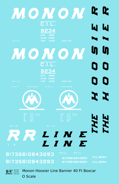 Monon (CIL) 40 Ft Boxcar White Banner Scheme