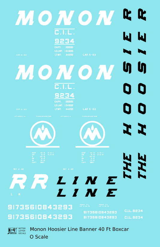 Monon (CIL) 40 Ft Boxcar White Banner Scheme