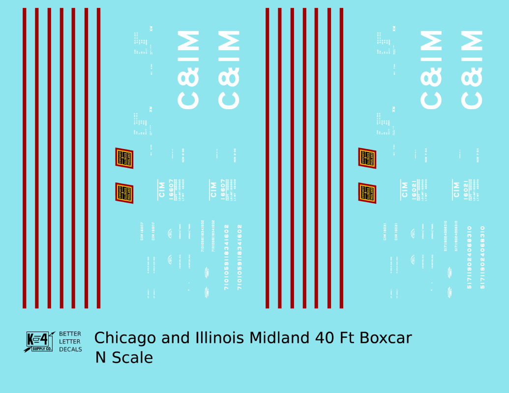 Chicago and Illinois Midland 40 Ft Boxcar 