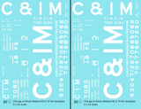 Chicago and Illinois Midland 50 and 70 Ton Gondolas White  - Decal - Choose Scale
