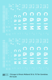 Chicago and Illinois Midland 50 and 70 Ton Gondolas White  - Decal - Choose Scale