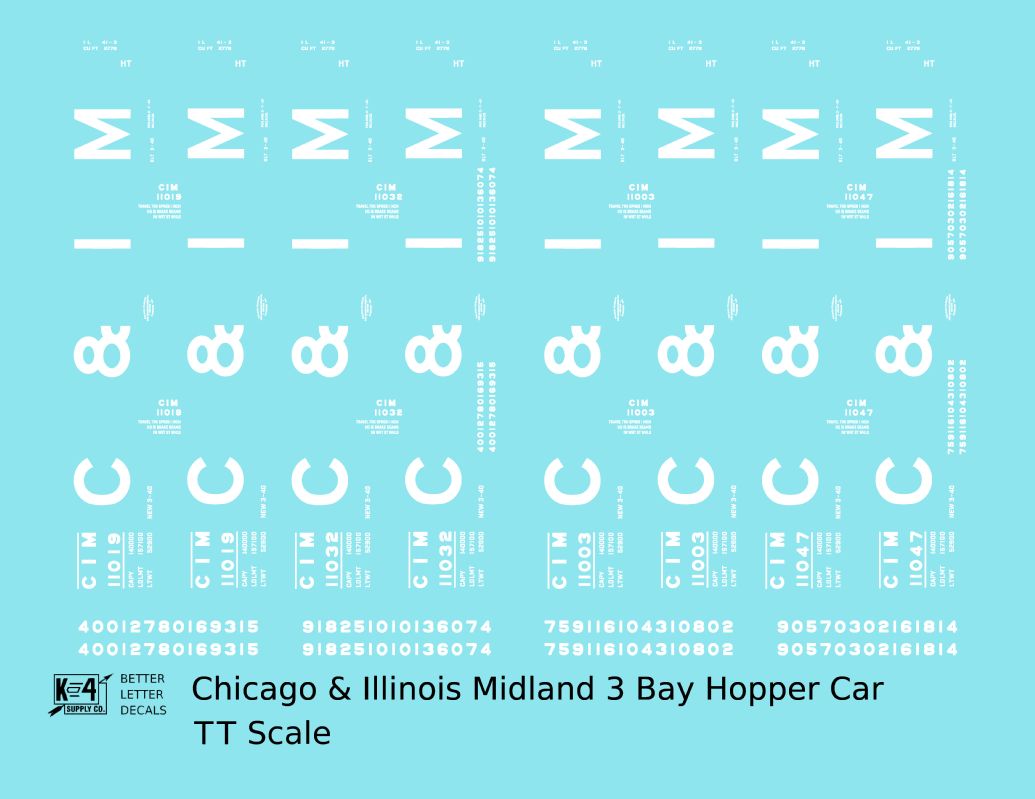 Chicago and Illinois Midland Triple Hopper White C&IM