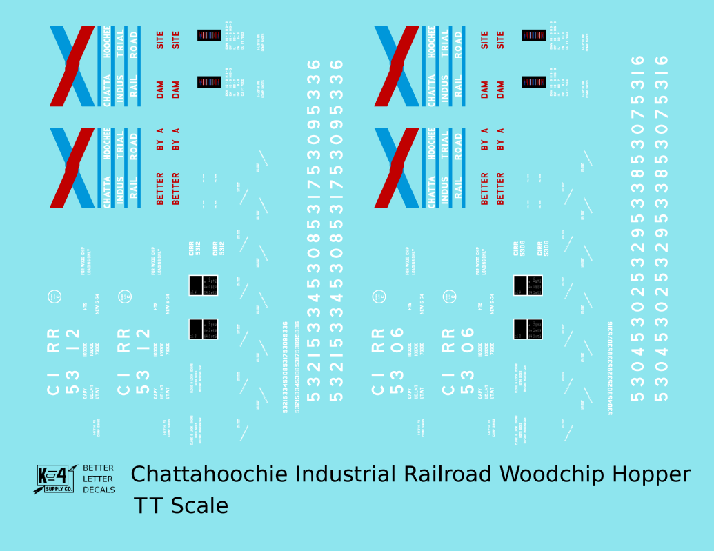 Chattahoochee Industrial Railroad Woodchip Hopper White Red and Blue Georgia