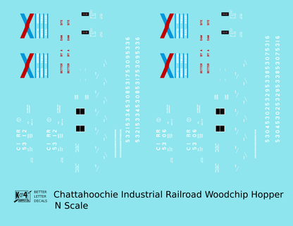 Chattahoochee Industrial Railroad Woodchip Hopper White Red and Blue Georgia