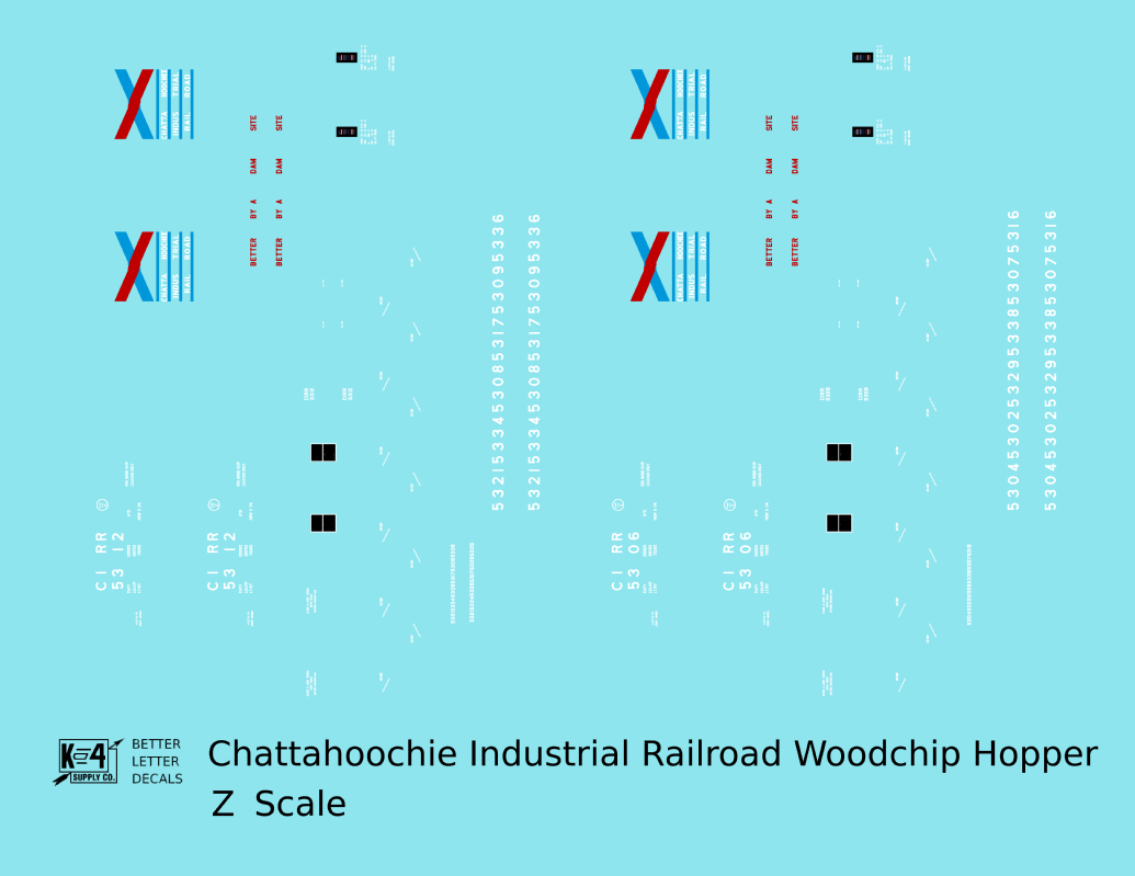 Chattahoochee Industrial Railroad Woodchip Hopper White Red and Blue Georgia