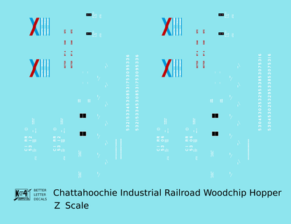 Chattahoochee Industrial Railroad Woodchip Hopper White Red and Blue Georgia