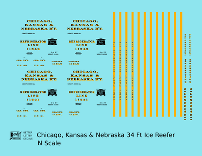 Chicago Kansas & Nebraska 34 Ft Ice Reefer Black Orange Rock Island