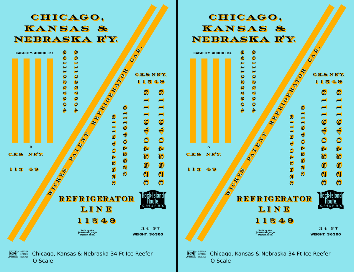 Chicago Kansas & Nebraska 34 Ft Ice Reefer Black Orange Rock Island