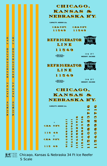Chicago Kansas & Nebraska 34 Ft Ice Reefer Black Orange Rock Island
