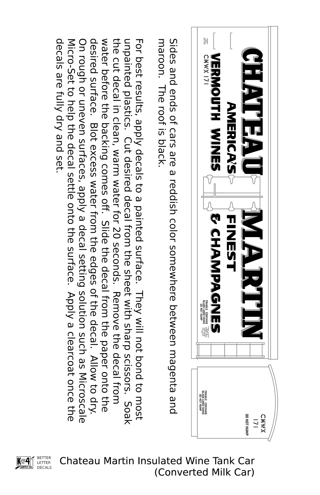 Chateau Martin Wines Insulated Milk Car Reefer White and Black