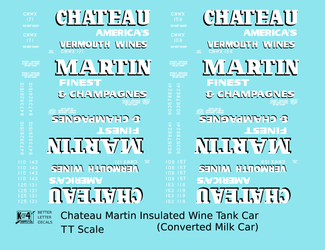 Chateau Martin Wines Insulated Milk Car Reefer White and Black