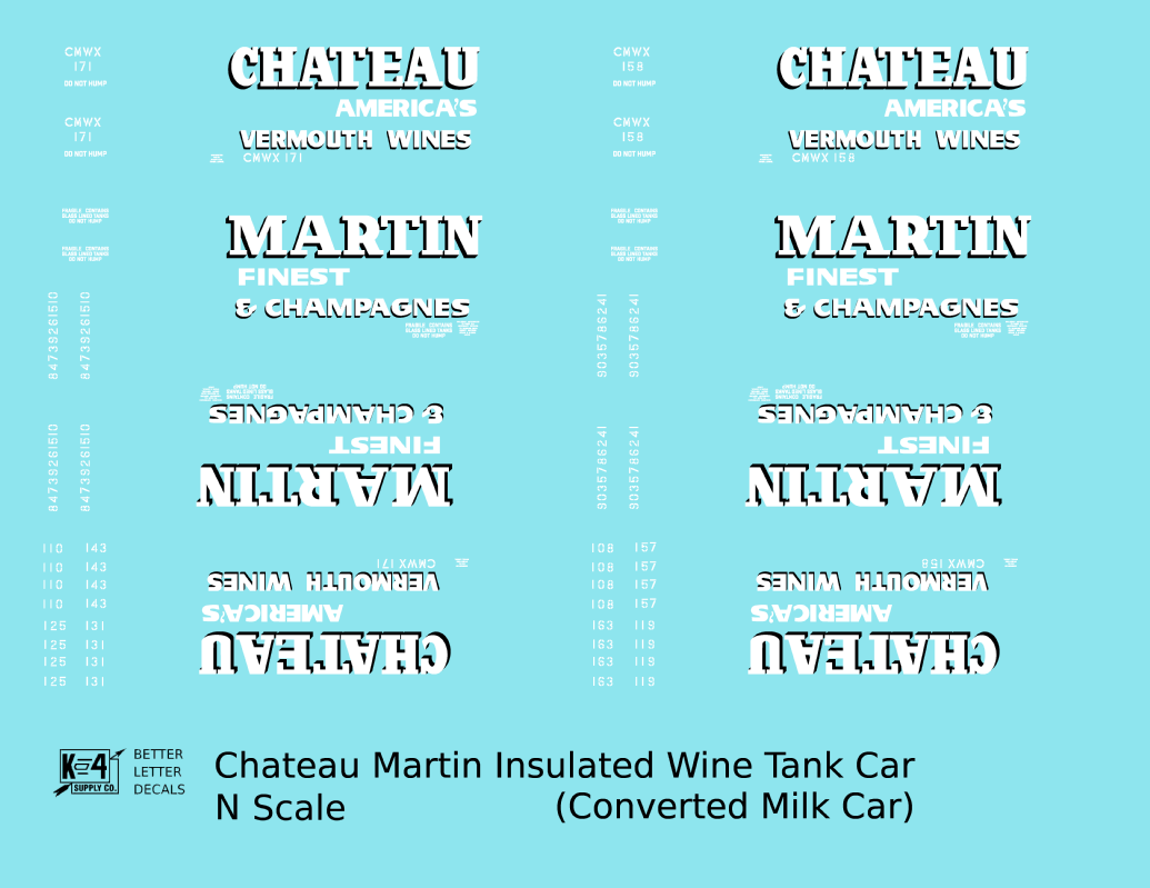 Chateau Martin Wines Insulated Milk Car Reefer White and Black