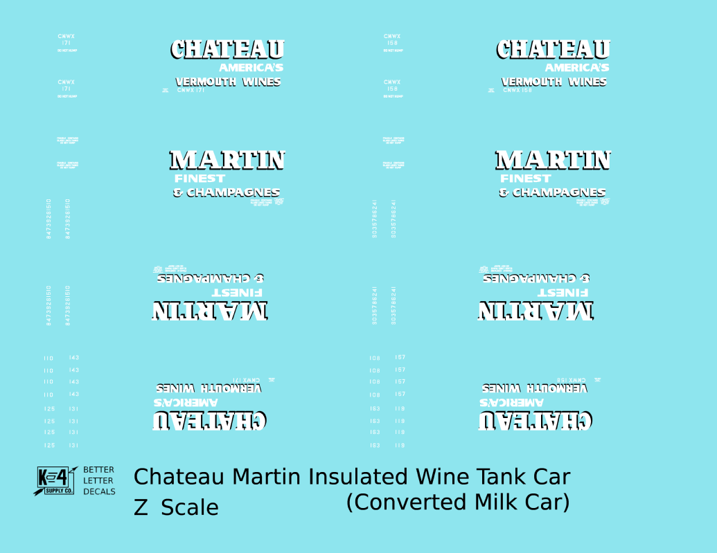 Chateau Martin Wines Insulated Milk Car Reefer White and Black