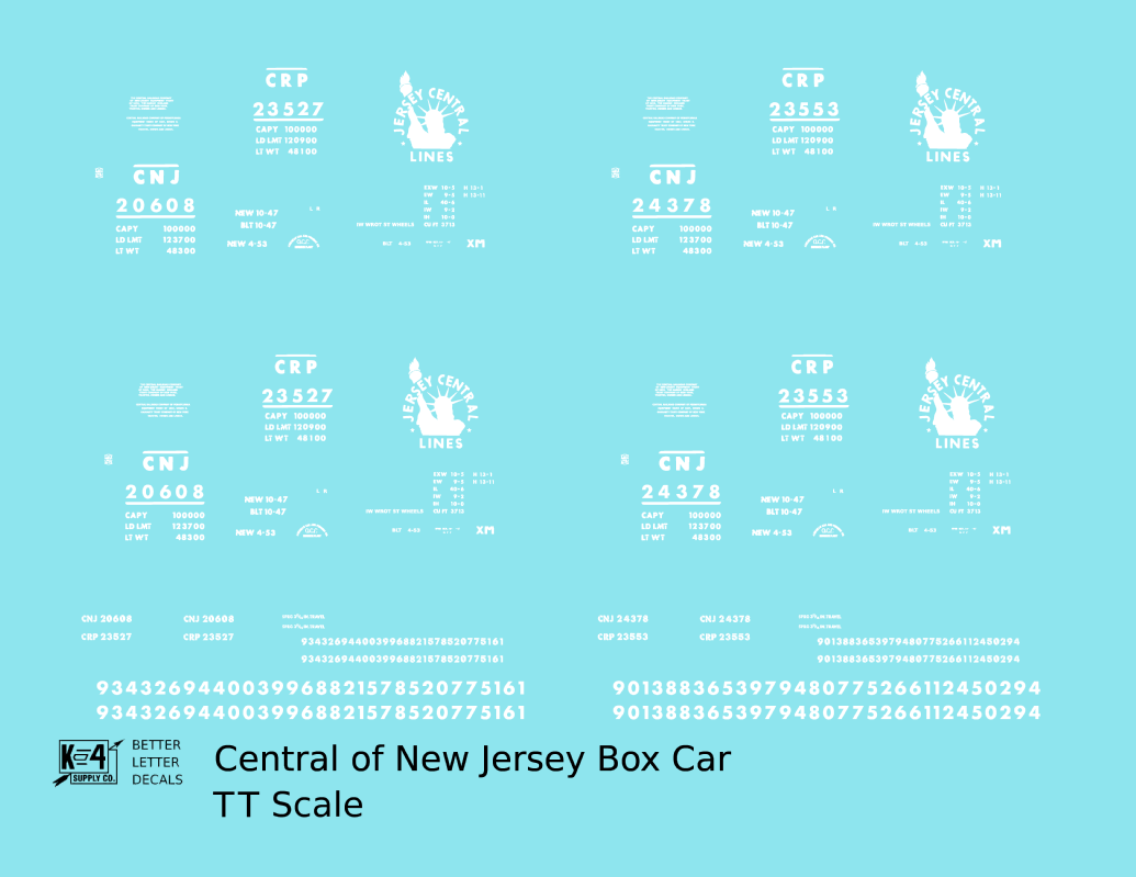 Central Of New Jersey 40 Ft Boxcar White