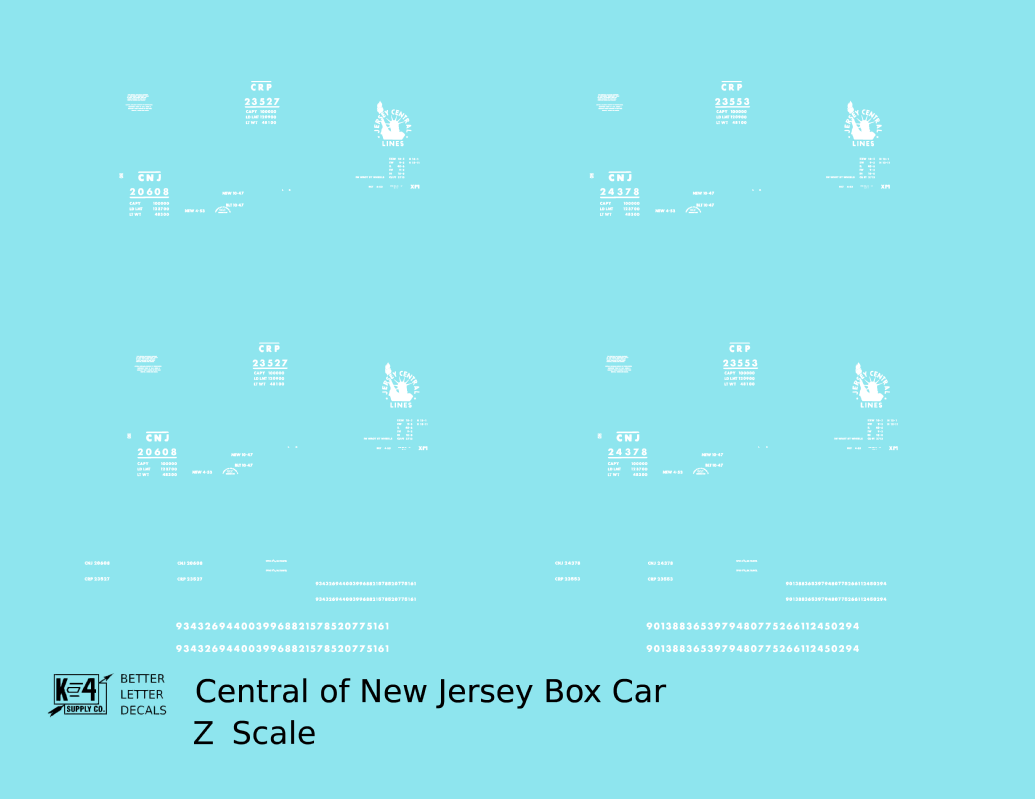 Central Of New Jersey 40 Ft Boxcar White