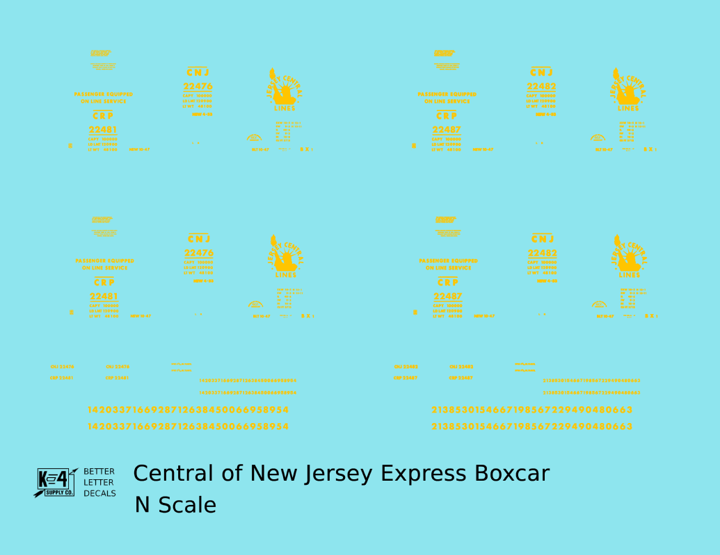 Central Of New Jersey Express Boxcar Yellow