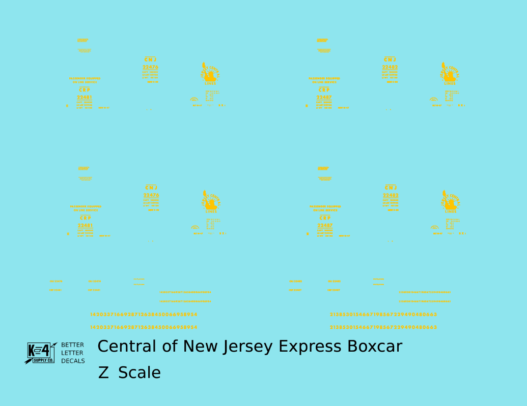 Central Of New Jersey Express Boxcar Yellow