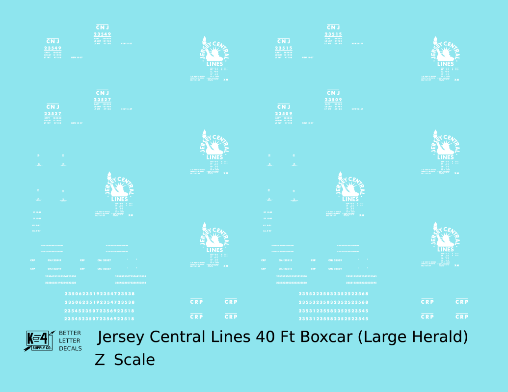 Central Of New Jersey 40 Ft Boxcar White Large Herald