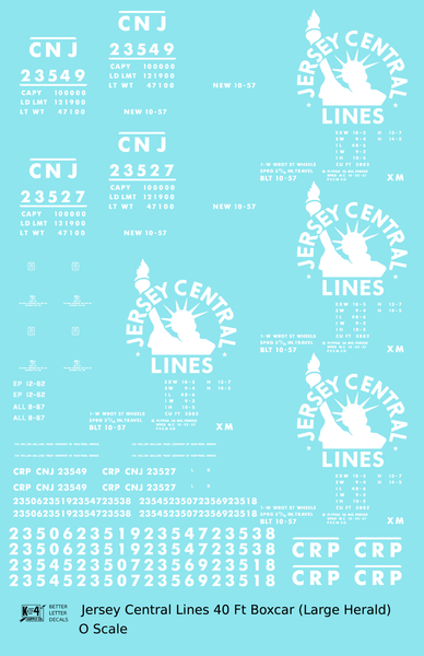 Central Of New Jersey 40 Ft Boxcar White Large Herald