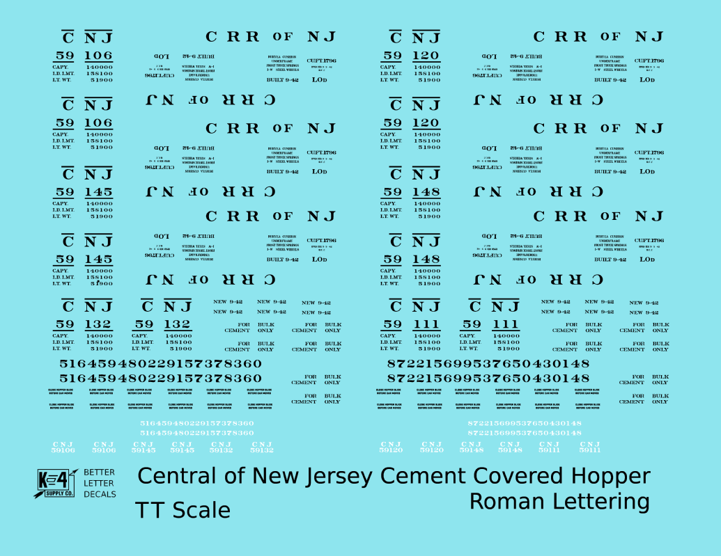 Central Of New Jersey Cement Covered Hopper Black Roman Font