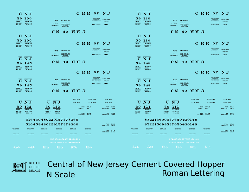 Central Of New Jersey Cement Covered Hopper Black Roman Font