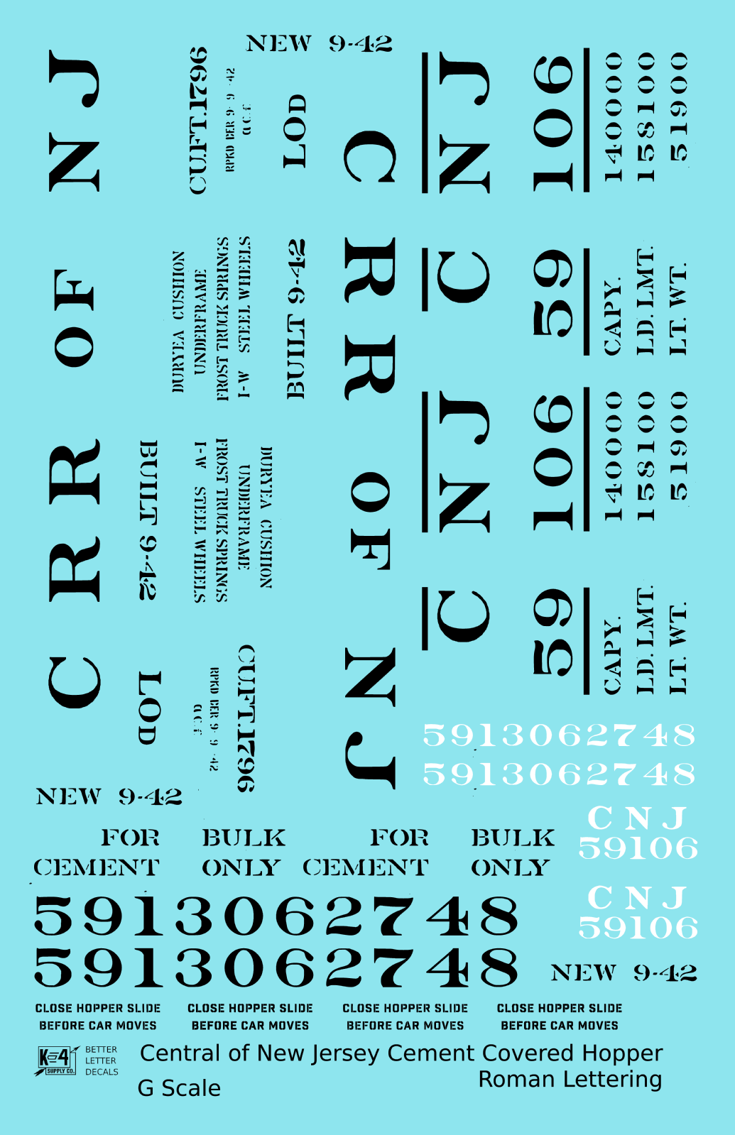 Central Of New Jersey Cement Covered Hopper Black Roman Font