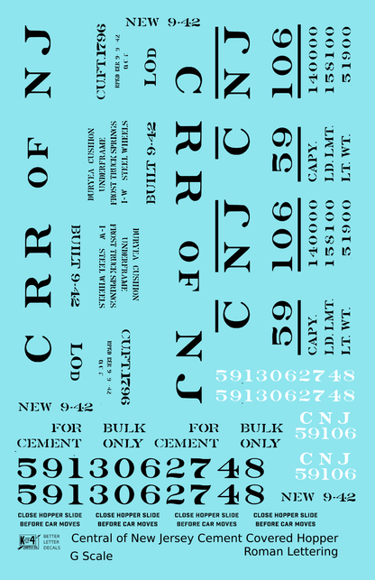 Central Of New Jersey Cement Covered Hopper Black Roman Font
