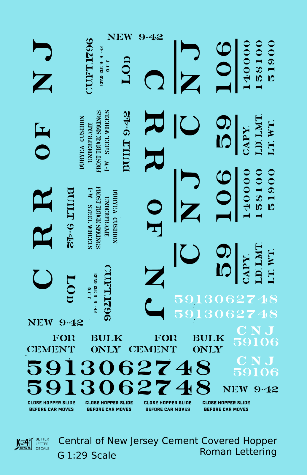 Central Of New Jersey Cement Covered Hopper Black Roman Font