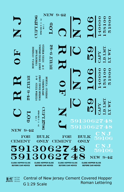 Central Of New Jersey Cement Covered Hopper Black Roman Font