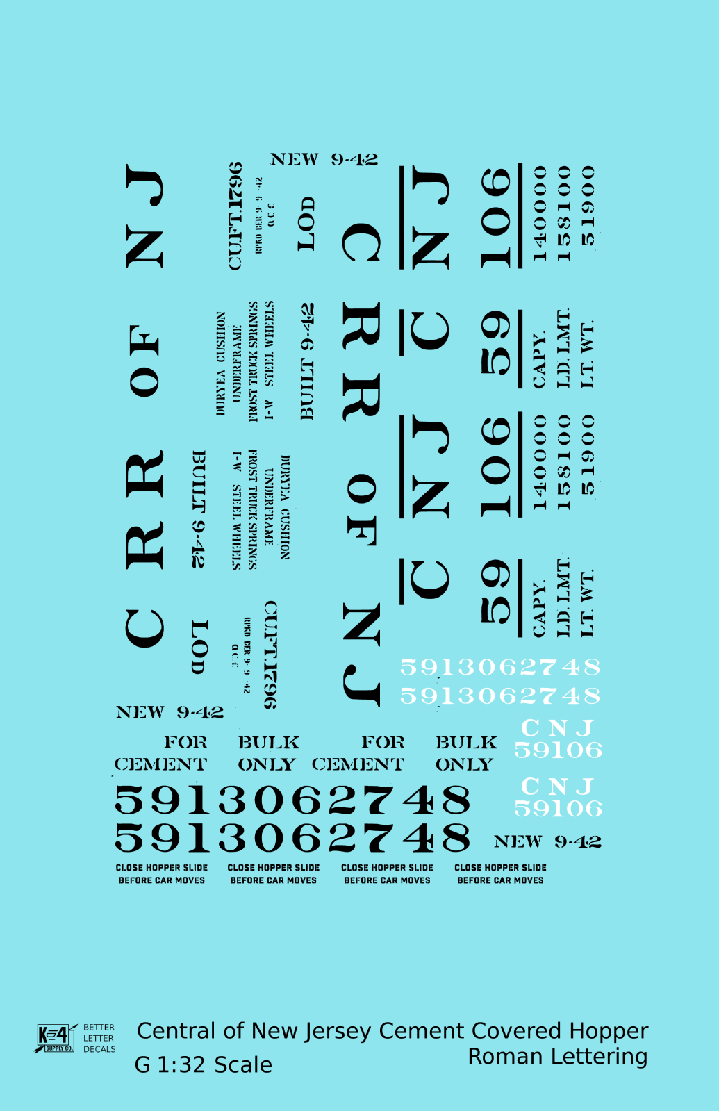 Central Of New Jersey Cement Covered Hopper Black Roman Font
