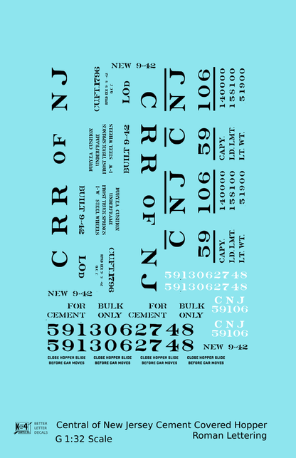 Central Of New Jersey Cement Covered Hopper Black Roman Font