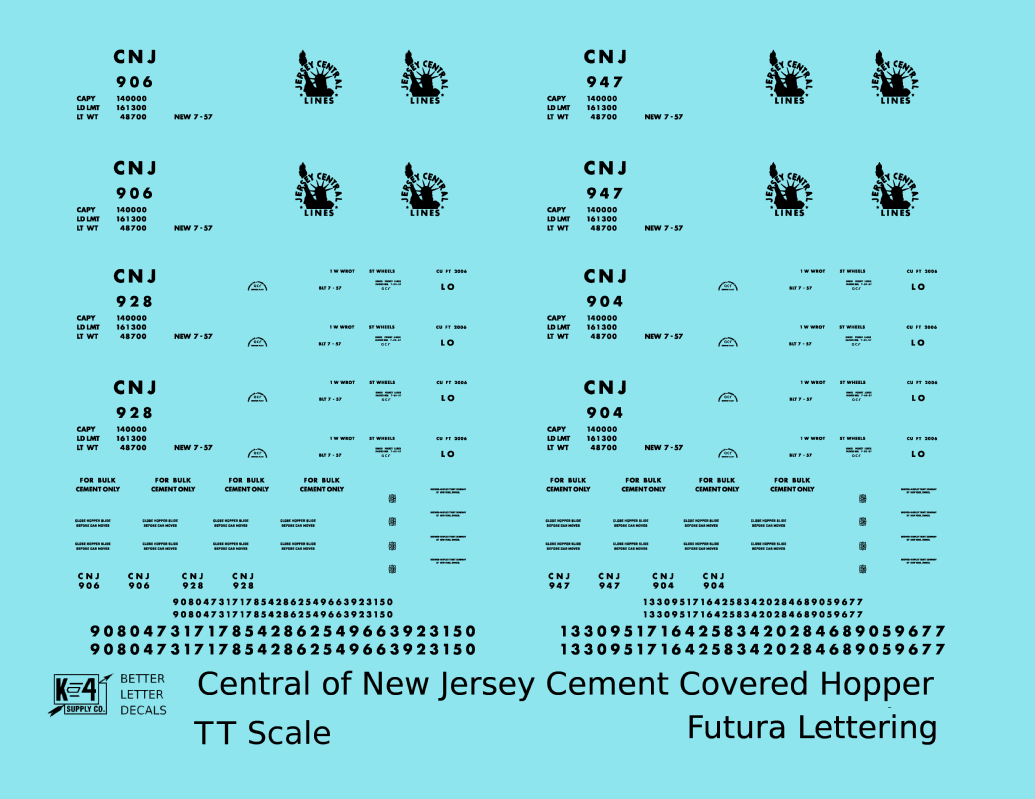 Central Of New Jersey Cement Covered Hopper Black Futura Font