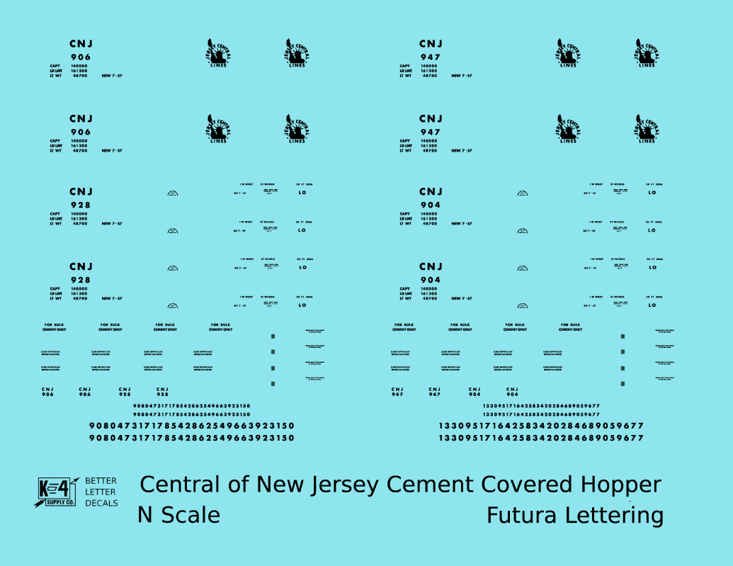 Central Of New Jersey Cement Covered Hopper Black Futura Font