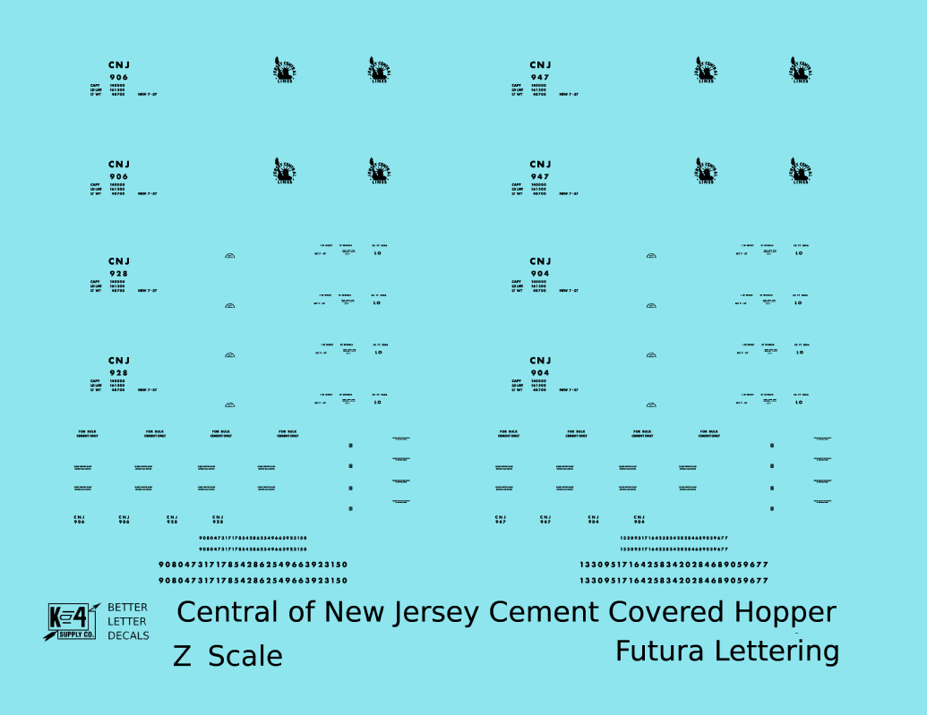 Central Of New Jersey Cement Covered Hopper Black Futura Font