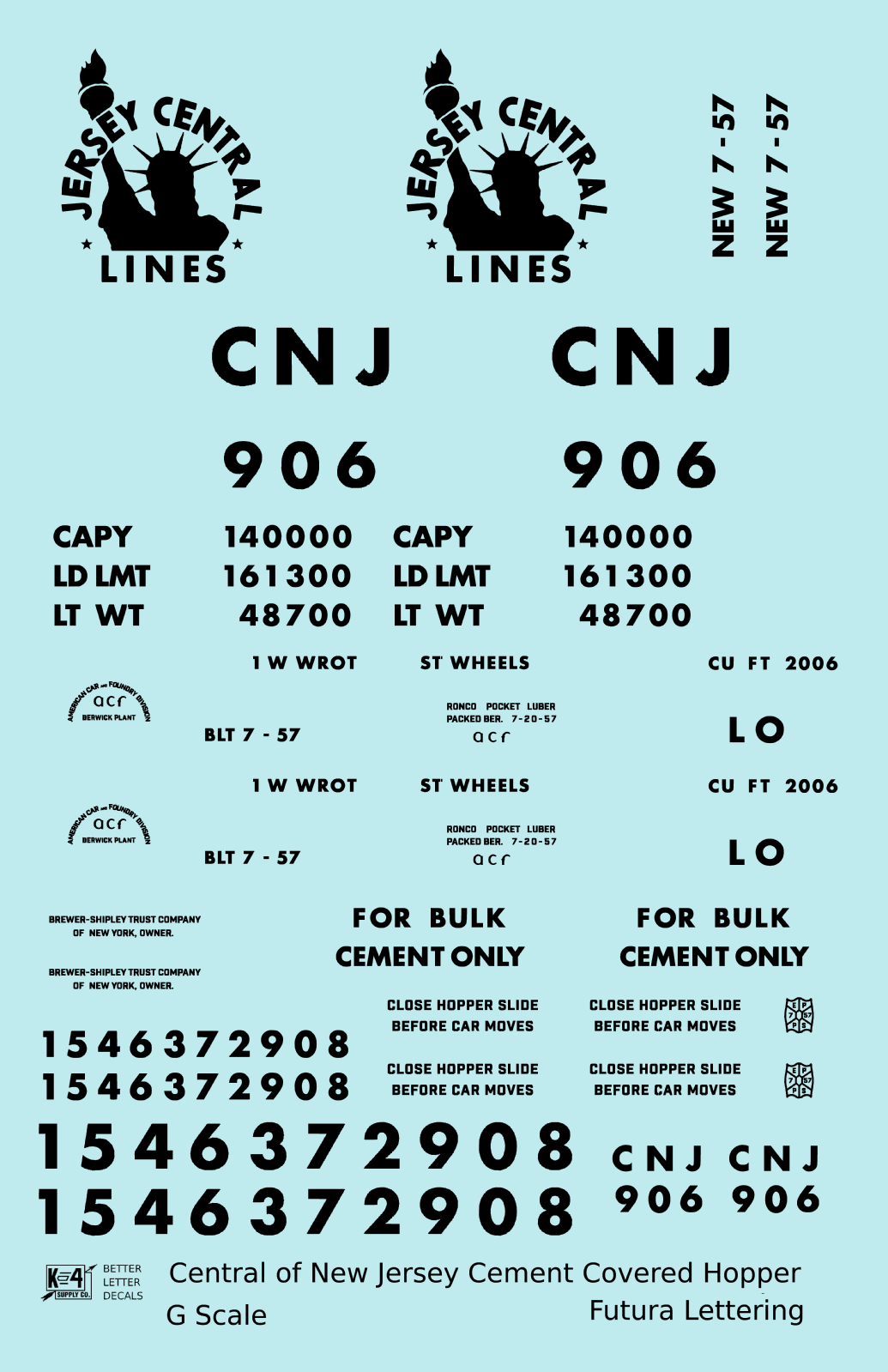 Central Of New Jersey Cement Covered Hopper Black Futura Font