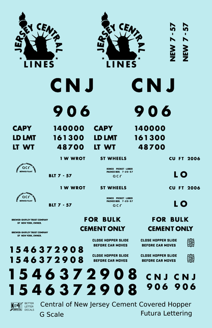 Central Of New Jersey Cement Covered Hopper Black Futura Font